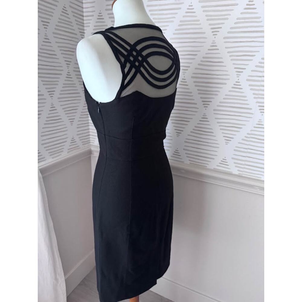Susana Monaco Women’s Small Black Felt & Mesh Arched Geometric Bodycon Dress - Picture 6 of 10